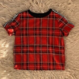 Bershka Women’s Red Plaid Crop Top